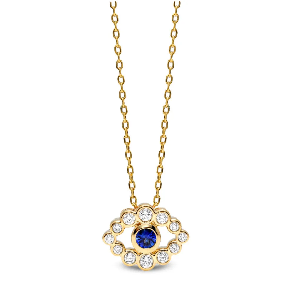 Bubbly Evil Eye Sapphire and Diamond Pendant