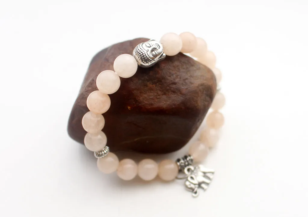 Buddha Head Counter with Elephant Charms Stone Bracelet