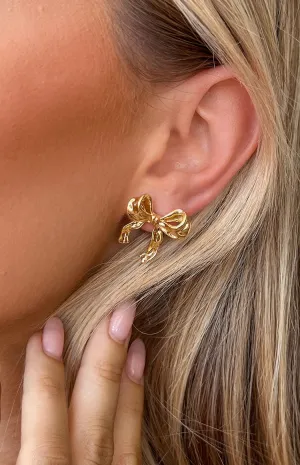 Calista Gold Bow Earrings