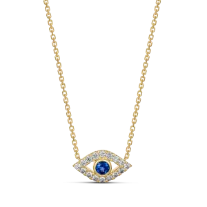 Capri Dreaming® Cora Sapphire and Diamond Evil Eye Necklace | Yellow Gold