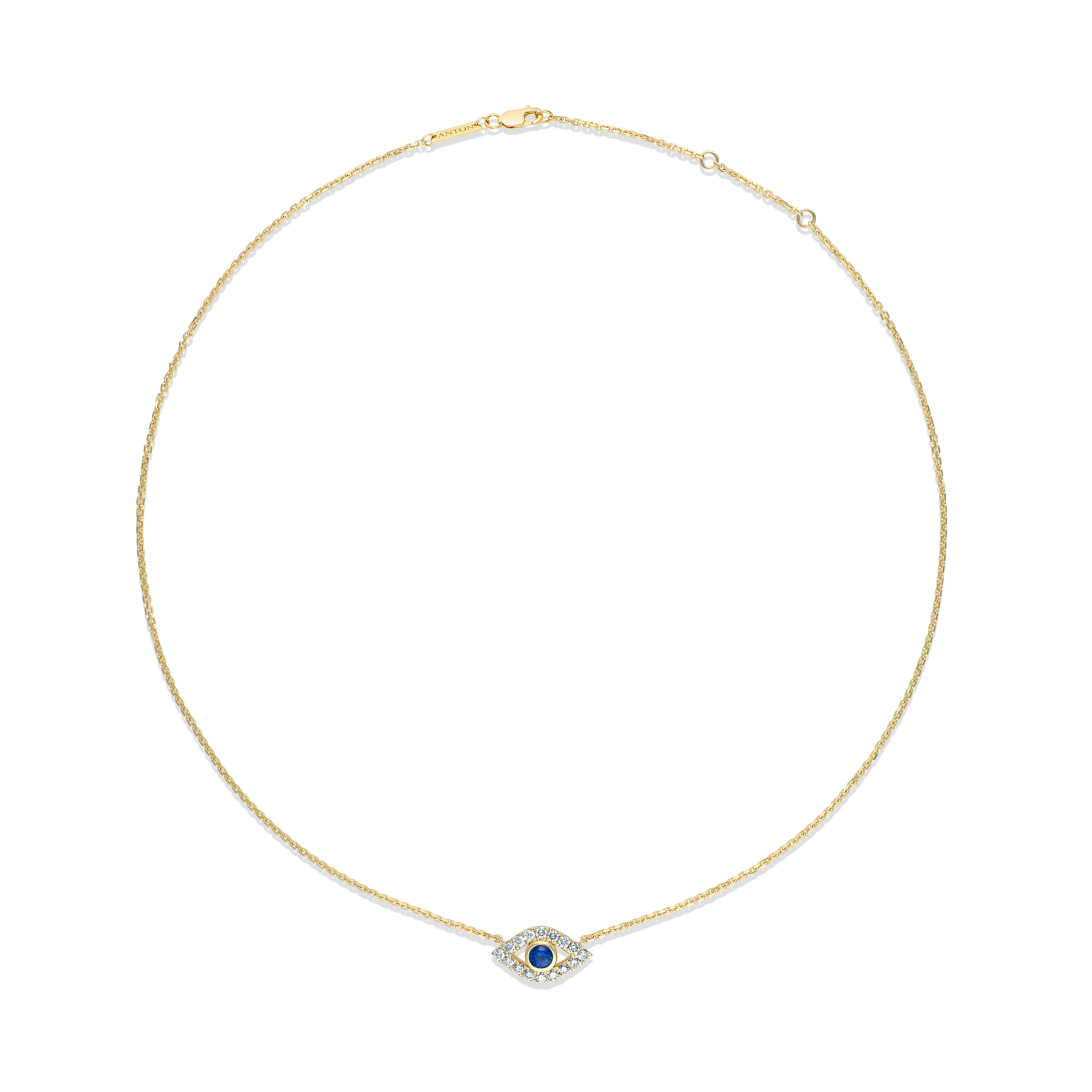 Capri Dreaming® Cora Sapphire and Diamond Evil Eye Necklace | Yellow Gold