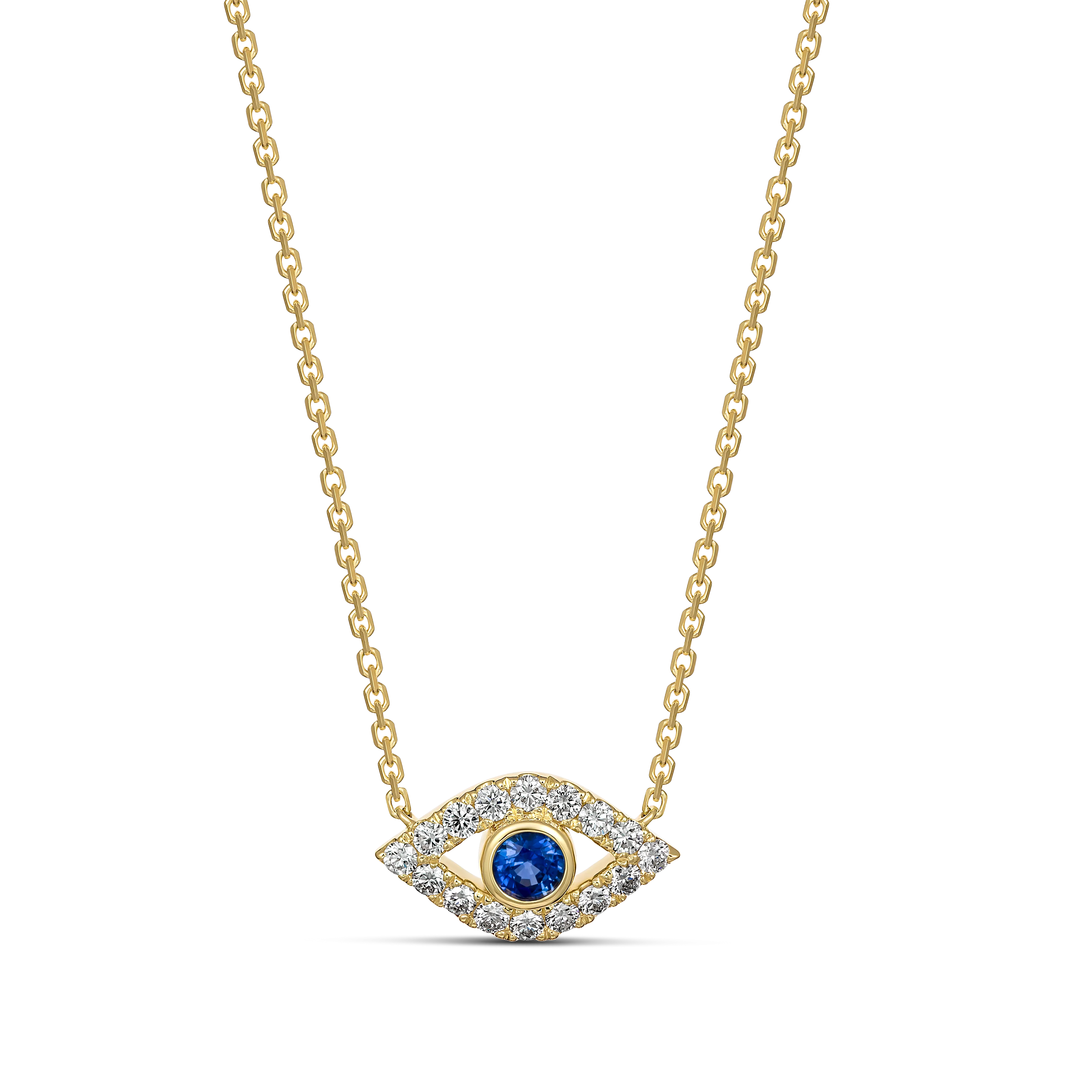 Capri Dreaming® Cora Sapphire and Diamond Evil Eye Necklace | Yellow Gold