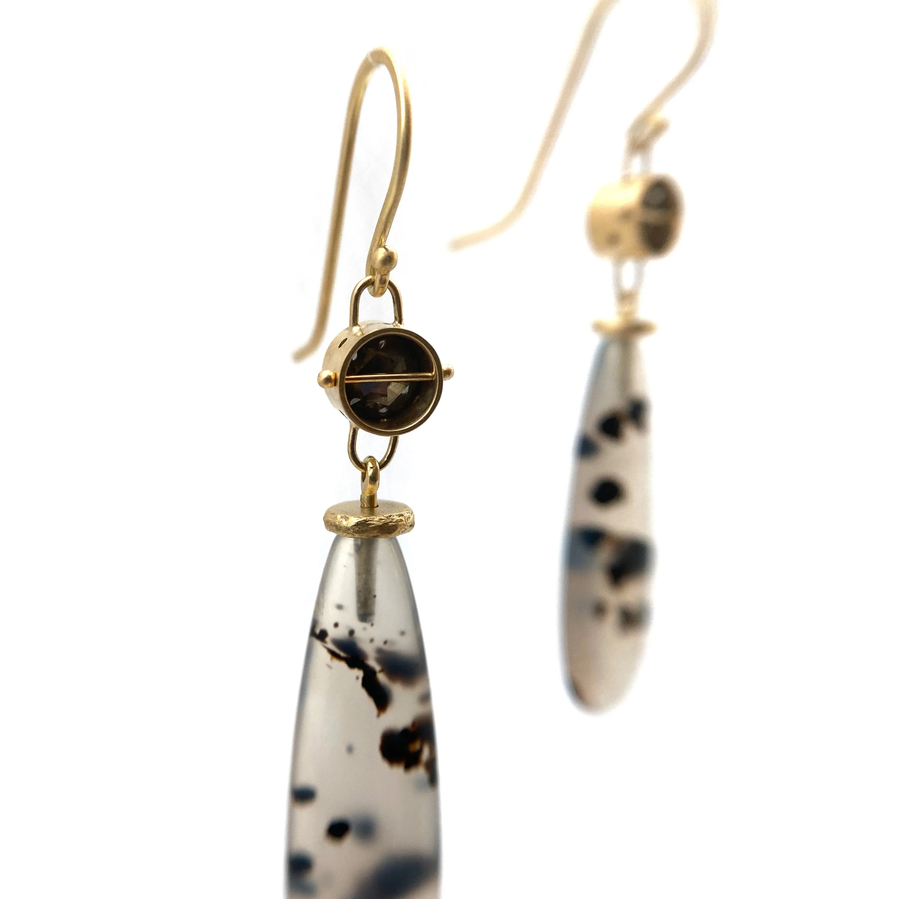 Captured Diamond Earrings with Montana Agate