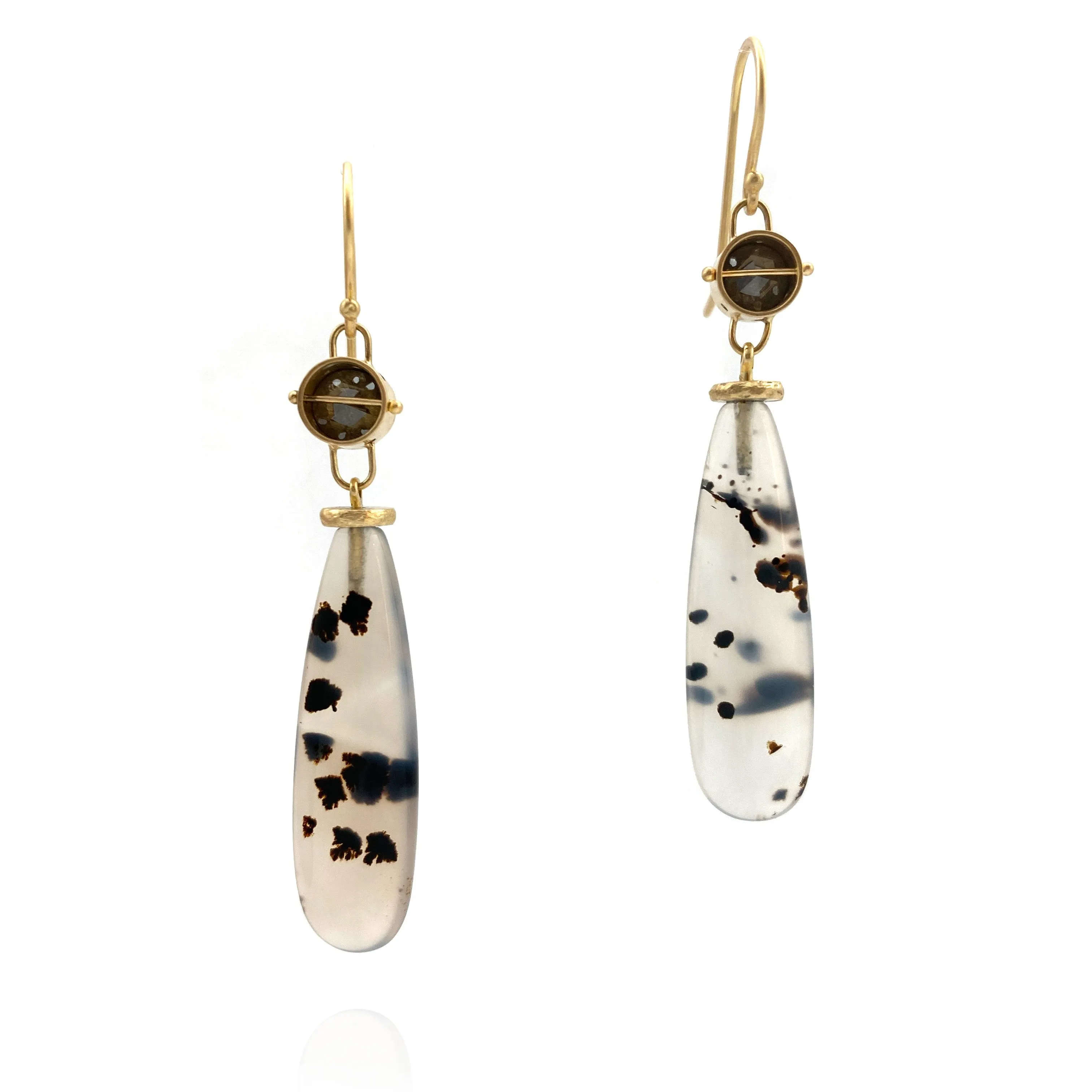 Captured Diamond Earrings with Montana Agate