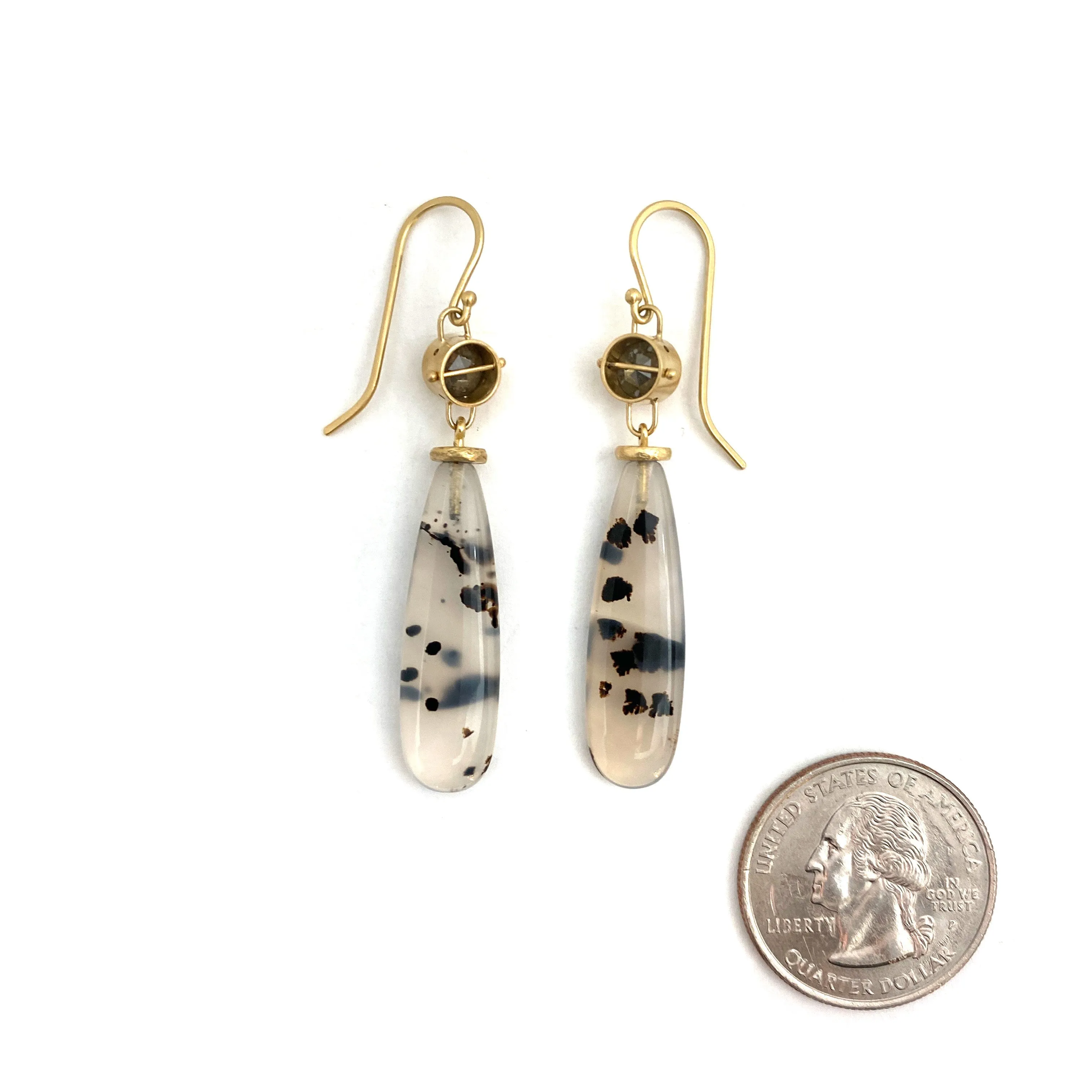 Captured Diamond Earrings with Montana Agate