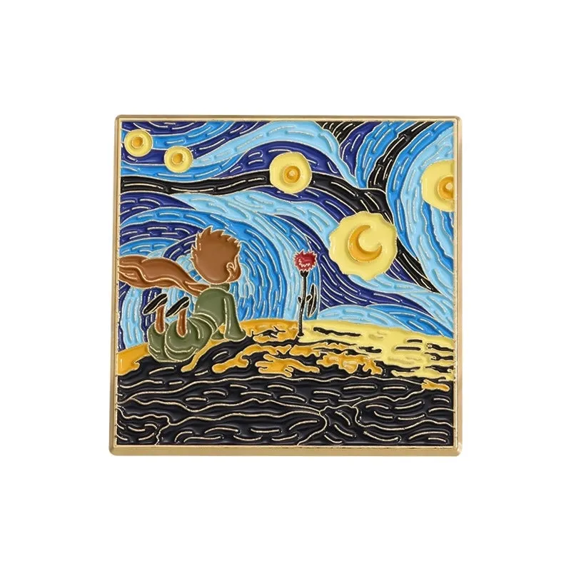 Cartoon Style Cute Modern Style Pin Cartoon Character Starry Sky Oil Painting Alloy Plating Unisex Brooches