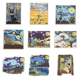 Cartoon Style Cute Modern Style Pin Cartoon Character Starry Sky Oil Painting Alloy Plating Unisex Brooches