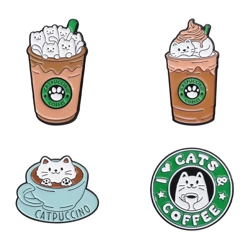 Cartoon Style Cute Modern Style Pin Letter Cup Cat Alloy Plating Unisex Brooches