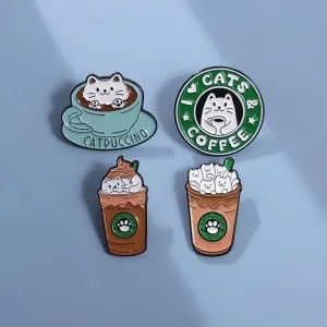 Cartoon Style Cute Modern Style Pin Letter Cup Cat Alloy Plating Unisex Brooches