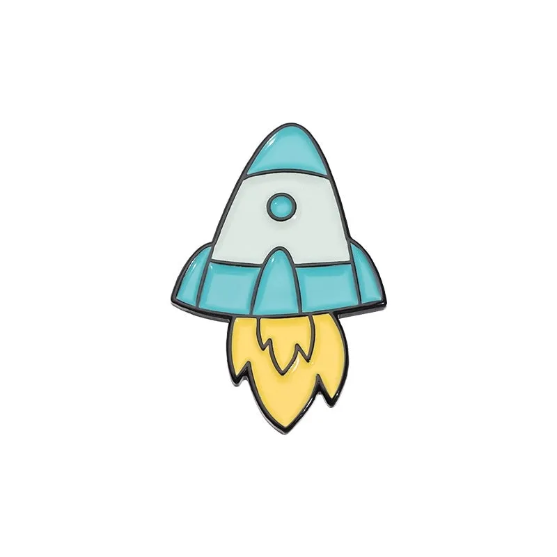 Cartoon Style Cute Modern Style Pin Rocket Mushroom Planet Alloy Plating Unisex Brooches