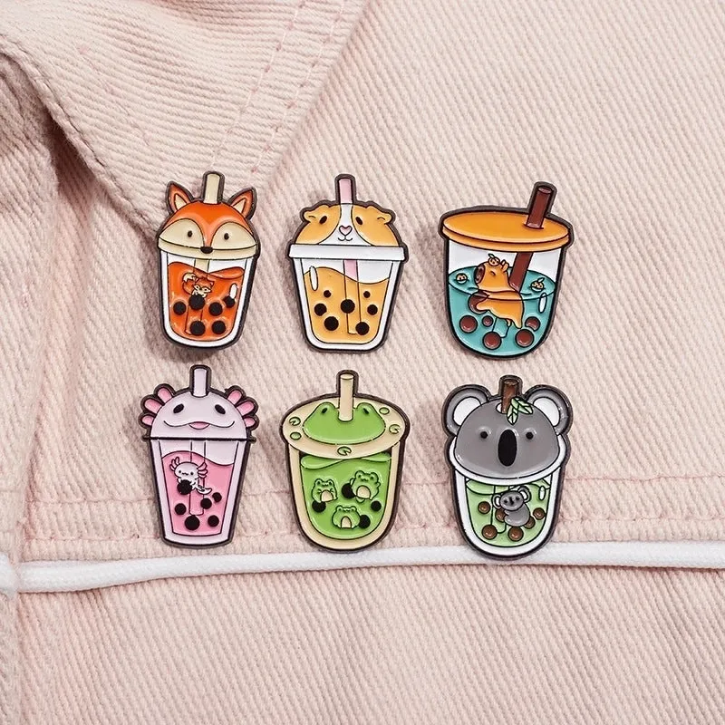 Cartoon Style Modern Style Animal Cup Alloy Stamping Stoving Varnish Plating Women's Brooches