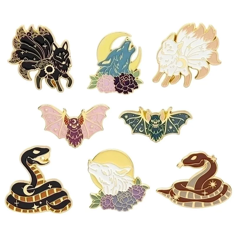 Casual Modern Style Pin Wolf Snake Bat Alloy Stoving Varnish Plating Unisex Brooches