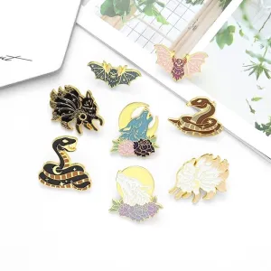 Casual Modern Style Pin Wolf Snake Bat Alloy Stoving Varnish Plating Unisex Brooches