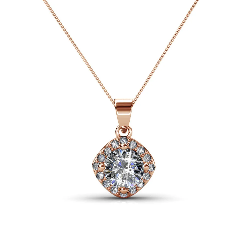 Celeste 18k White Gold Plated Pendant Necklace with Swarovski Crystals