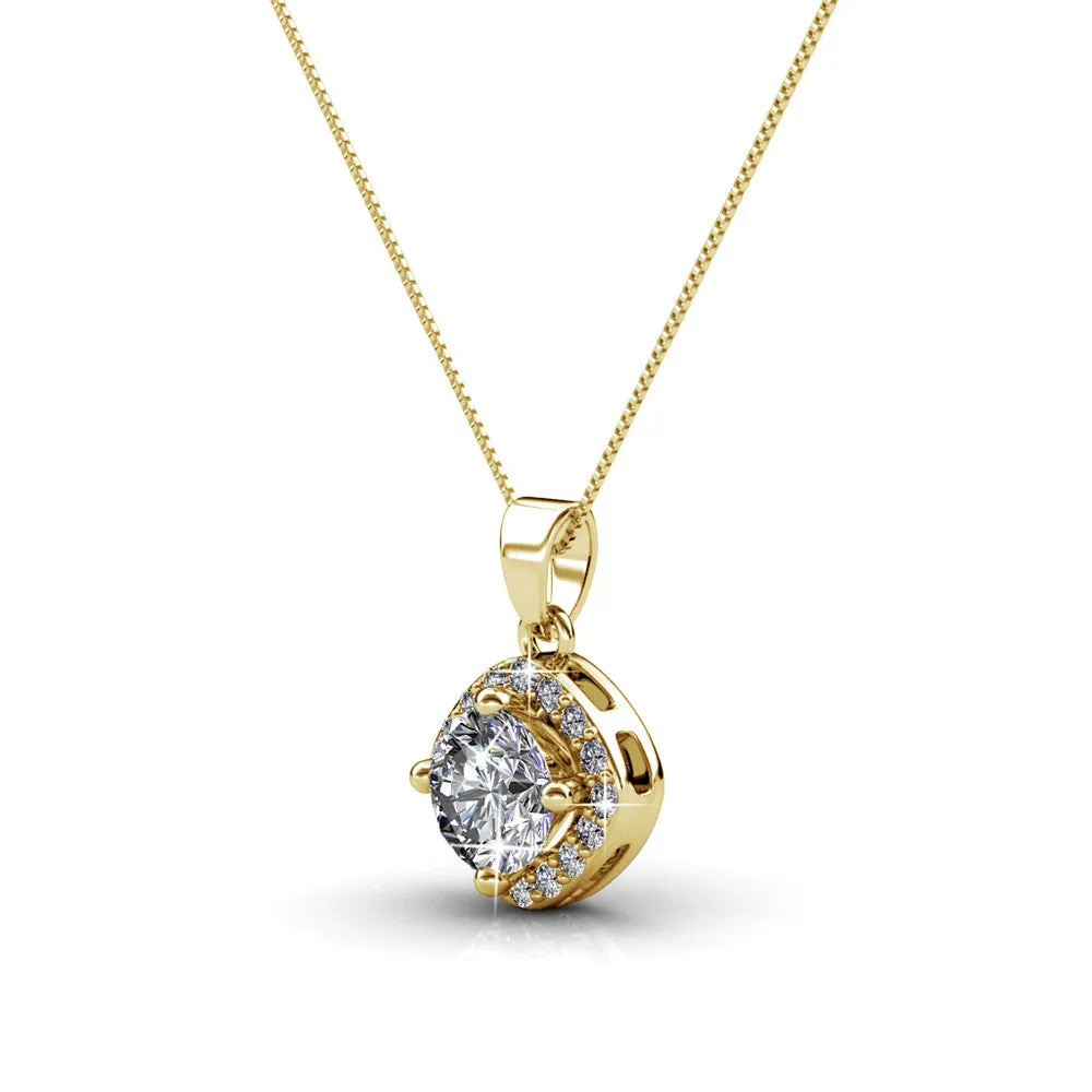 Celeste 18k White Gold Plated Pendant Necklace with Swarovski Crystals