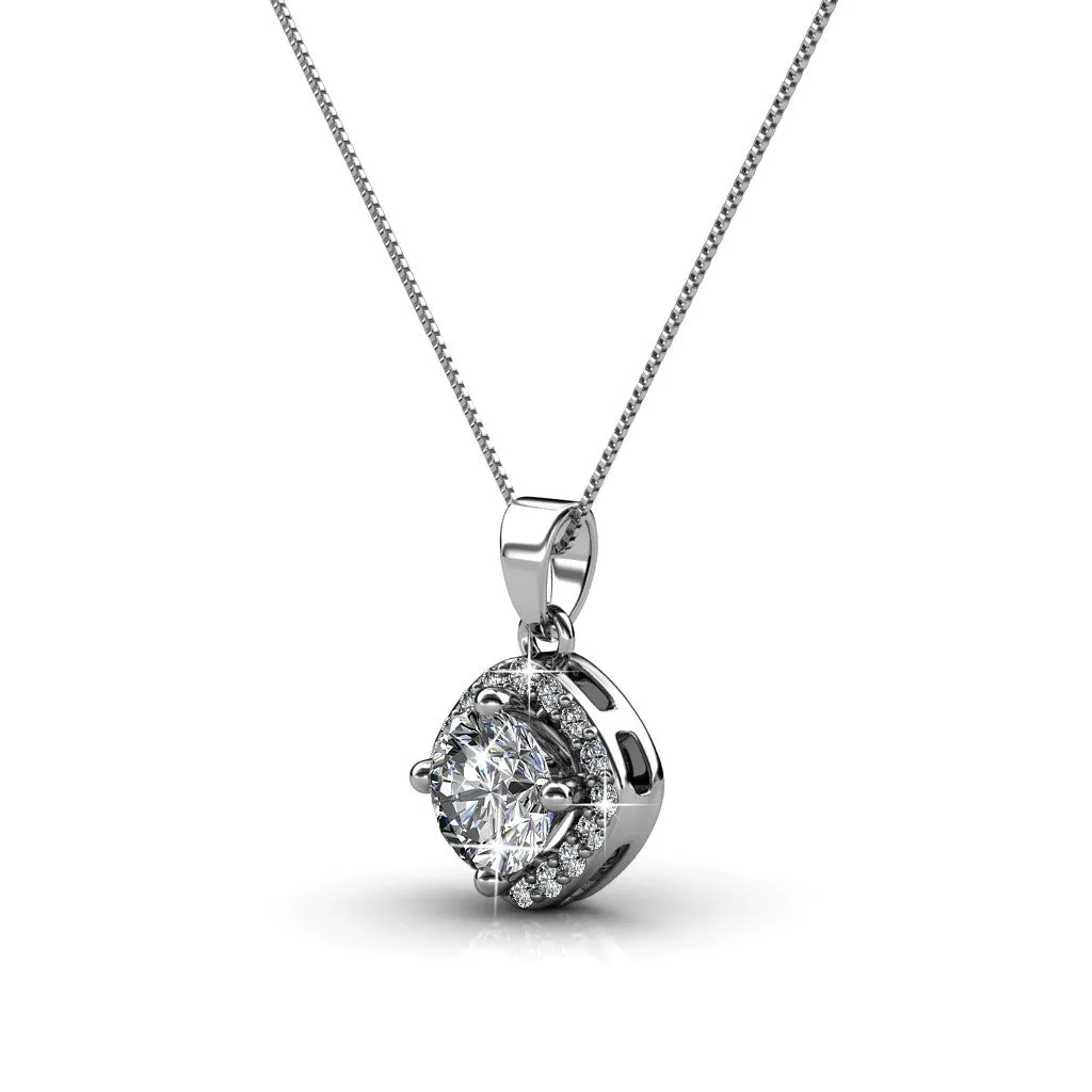 Celeste 18k White Gold Plated Pendant Necklace with Swarovski Crystals