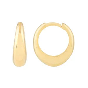 Chunky Gold Oval Shape Huggie Earrings | 14K Genuine Gold