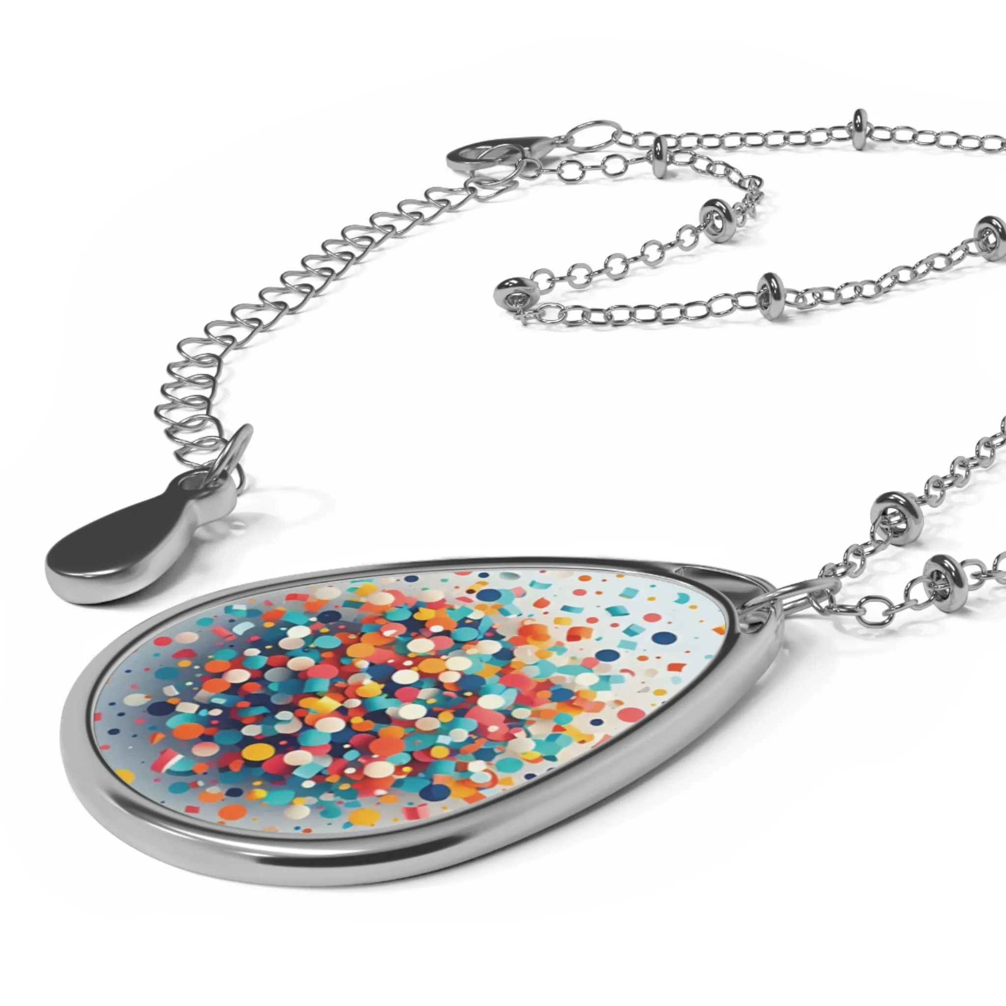 Colorful Confetti Oval Necklace