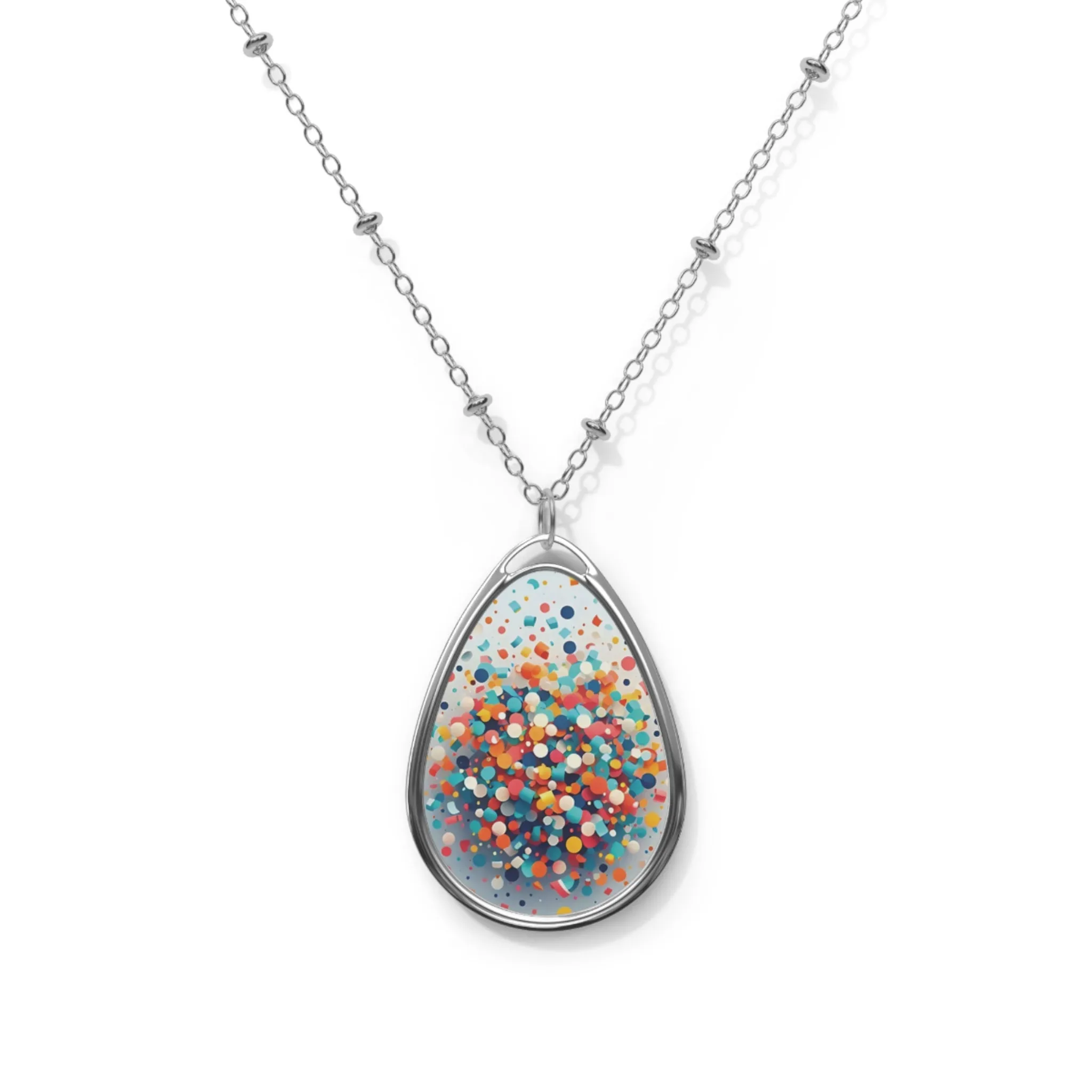 Colorful Confetti Oval Necklace