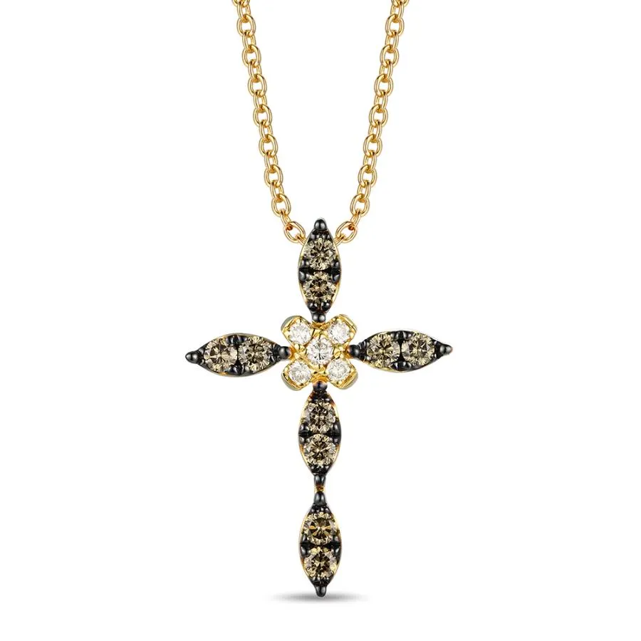 Creme Brulee Pendant featuring Nude and Chocolate Diamonds Set in 14K Yellow Gold