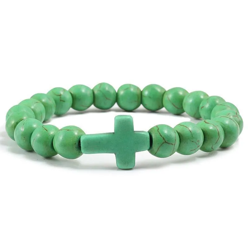 Cross Bead Bracelet <br> Apple Green