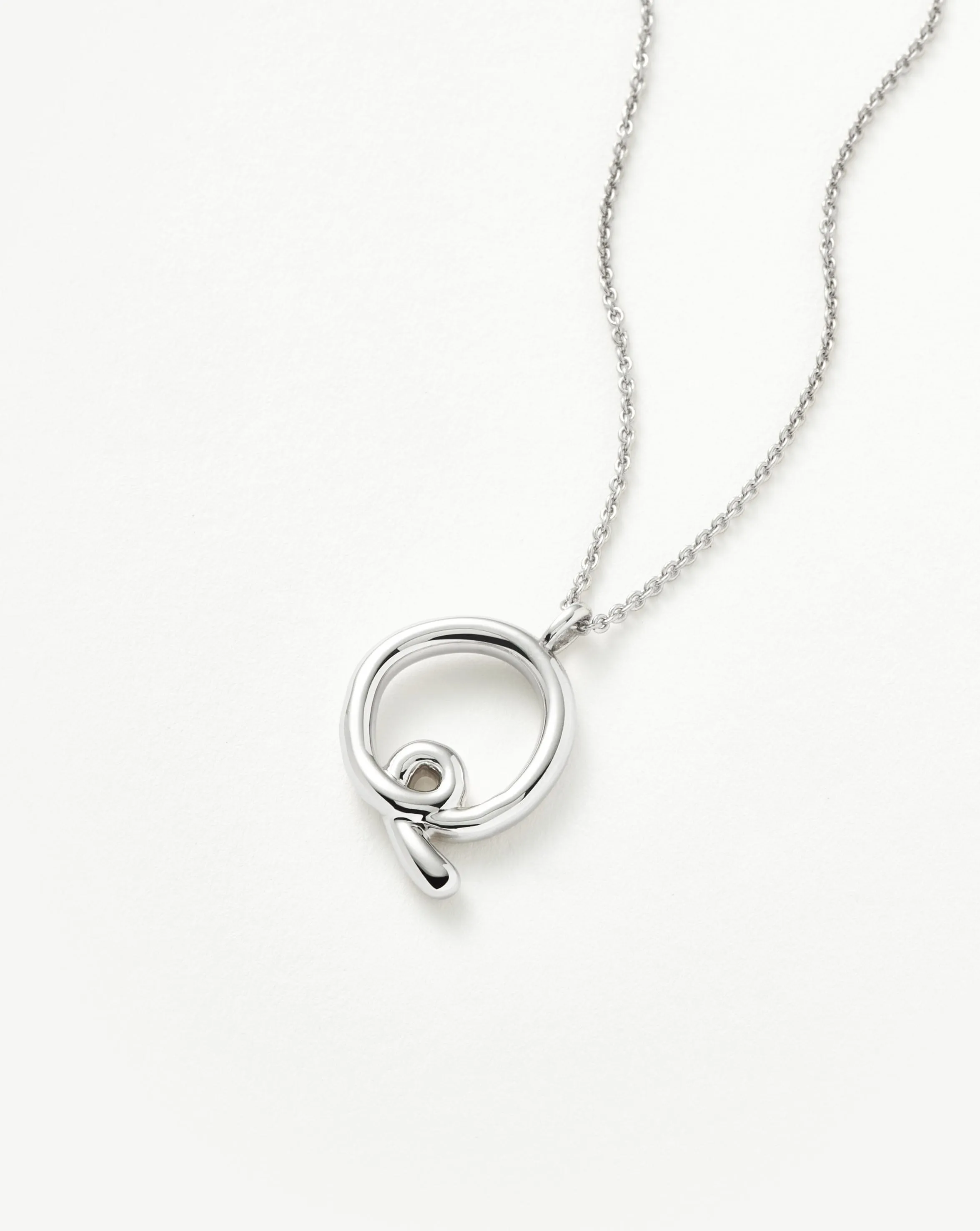 Curly Molten Initial Pendant Necklace - Initial Q | Sterling Silver