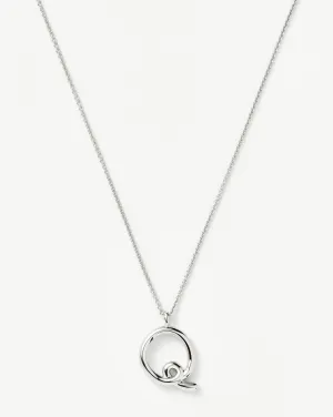 Curly Molten Initial Pendant Necklace - Initial Q | Sterling Silver