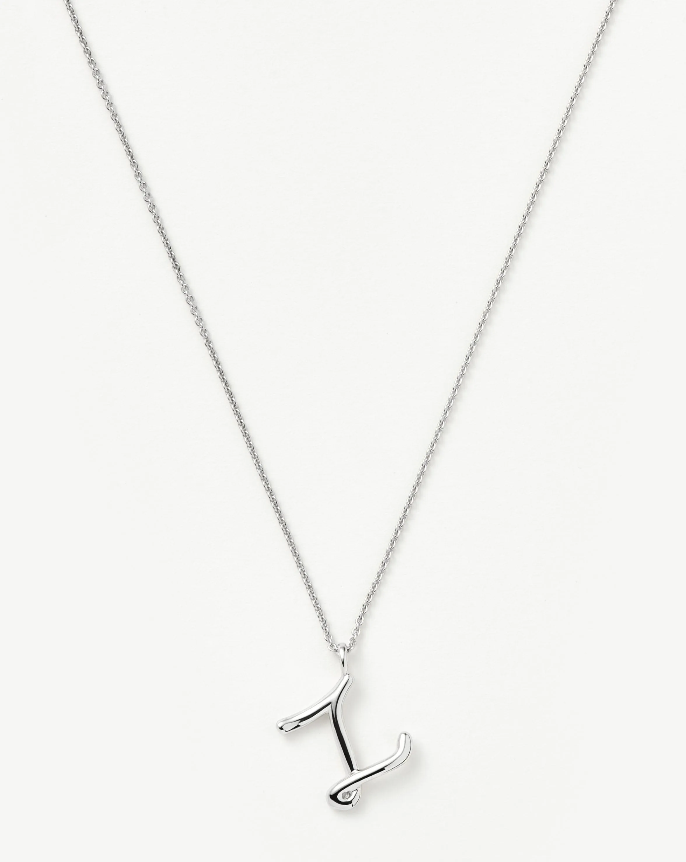 Curly Molten Initial Pendant Necklace - Initial Z | Sterling Silver