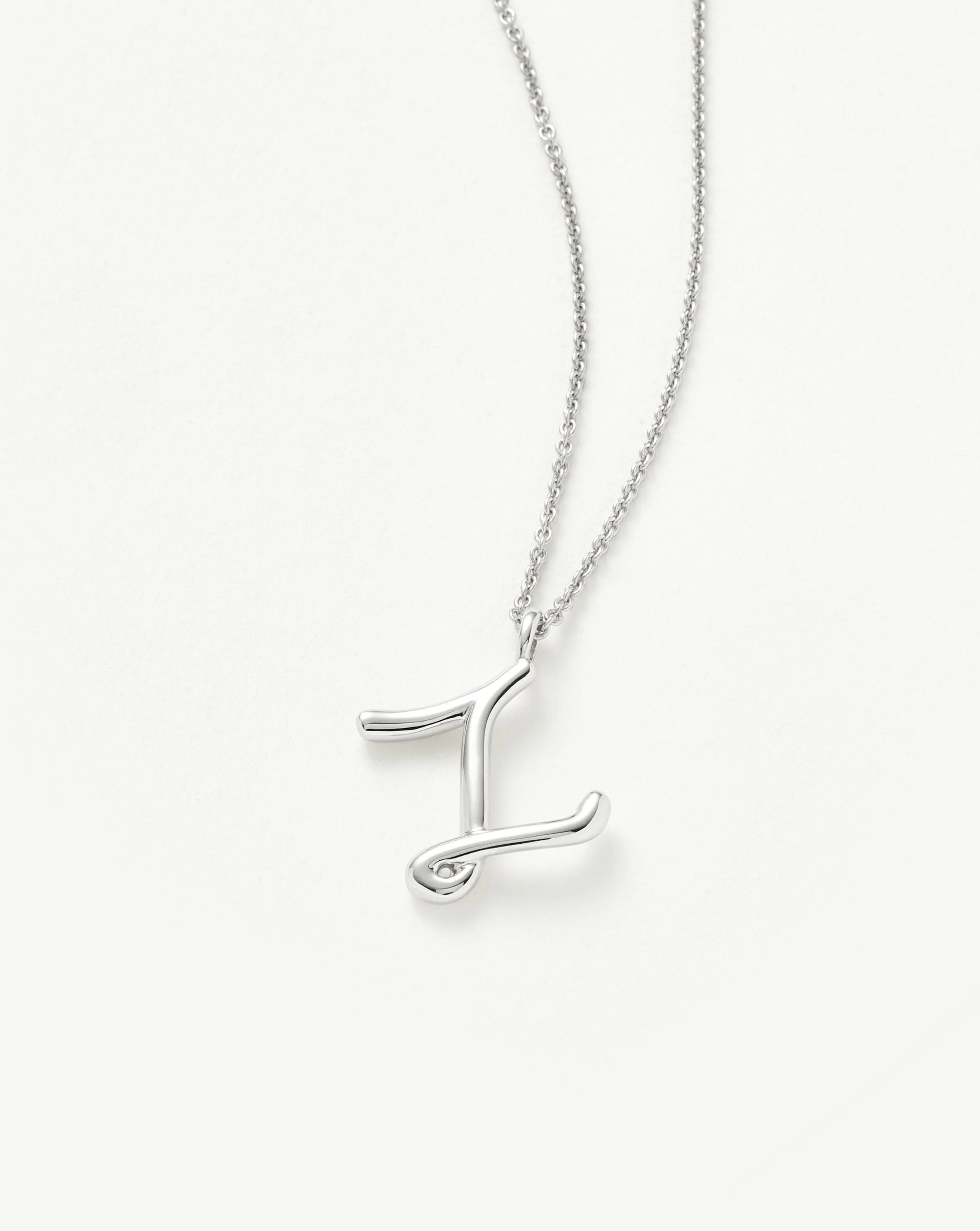 Curly Molten Initial Pendant Necklace - Initial Z | Sterling Silver