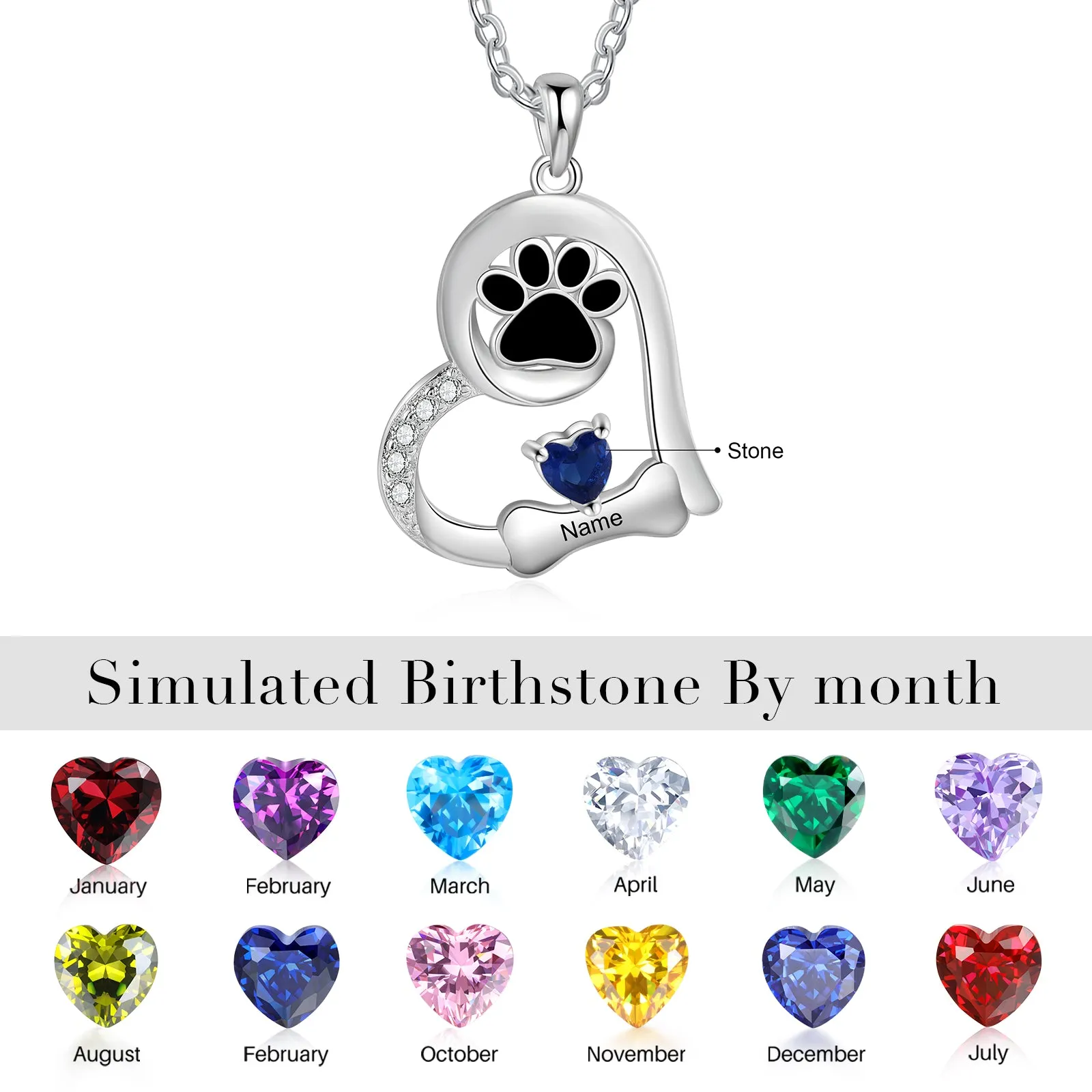 Custom Heart Necklace with Pet Paw