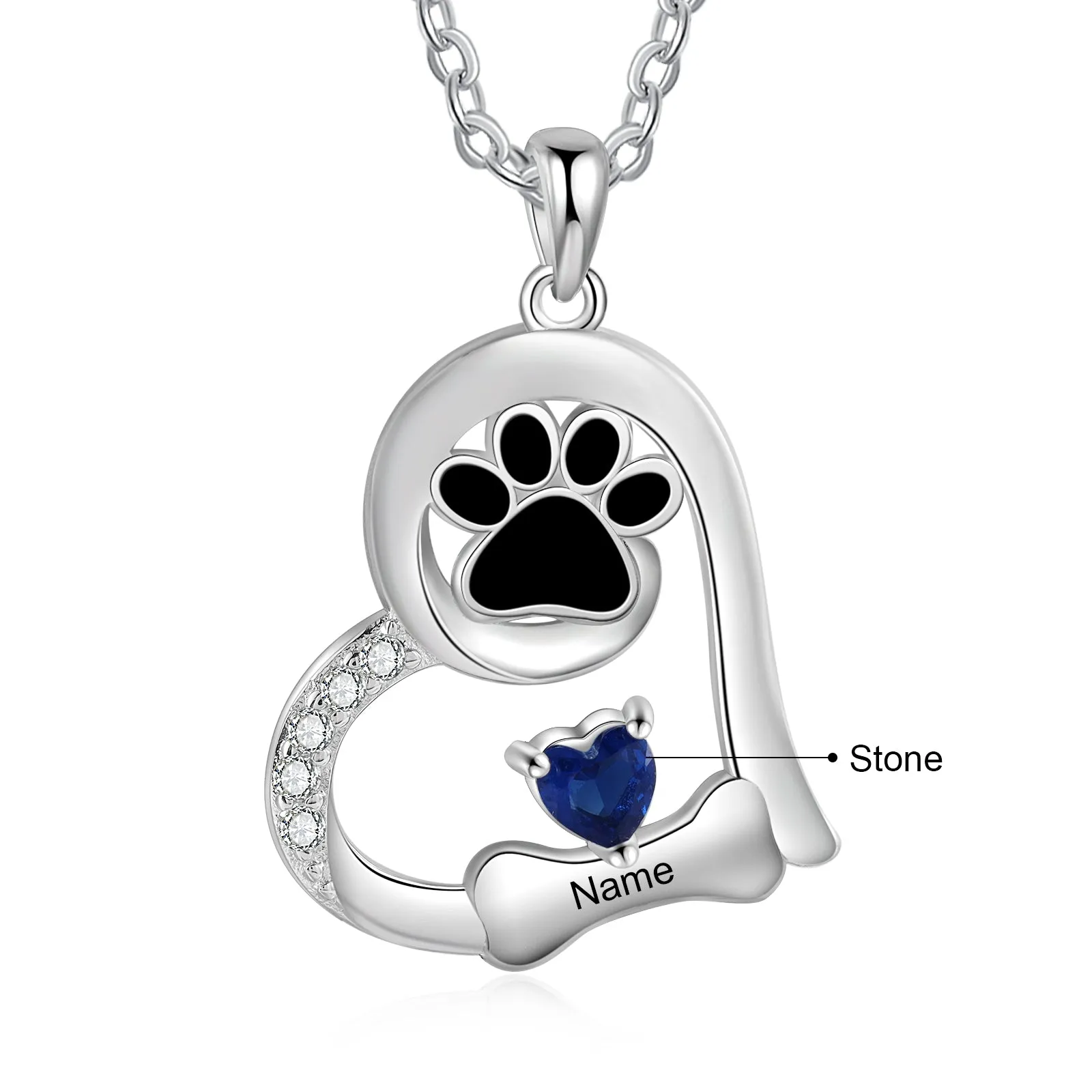 Custom Heart Necklace with Pet Paw