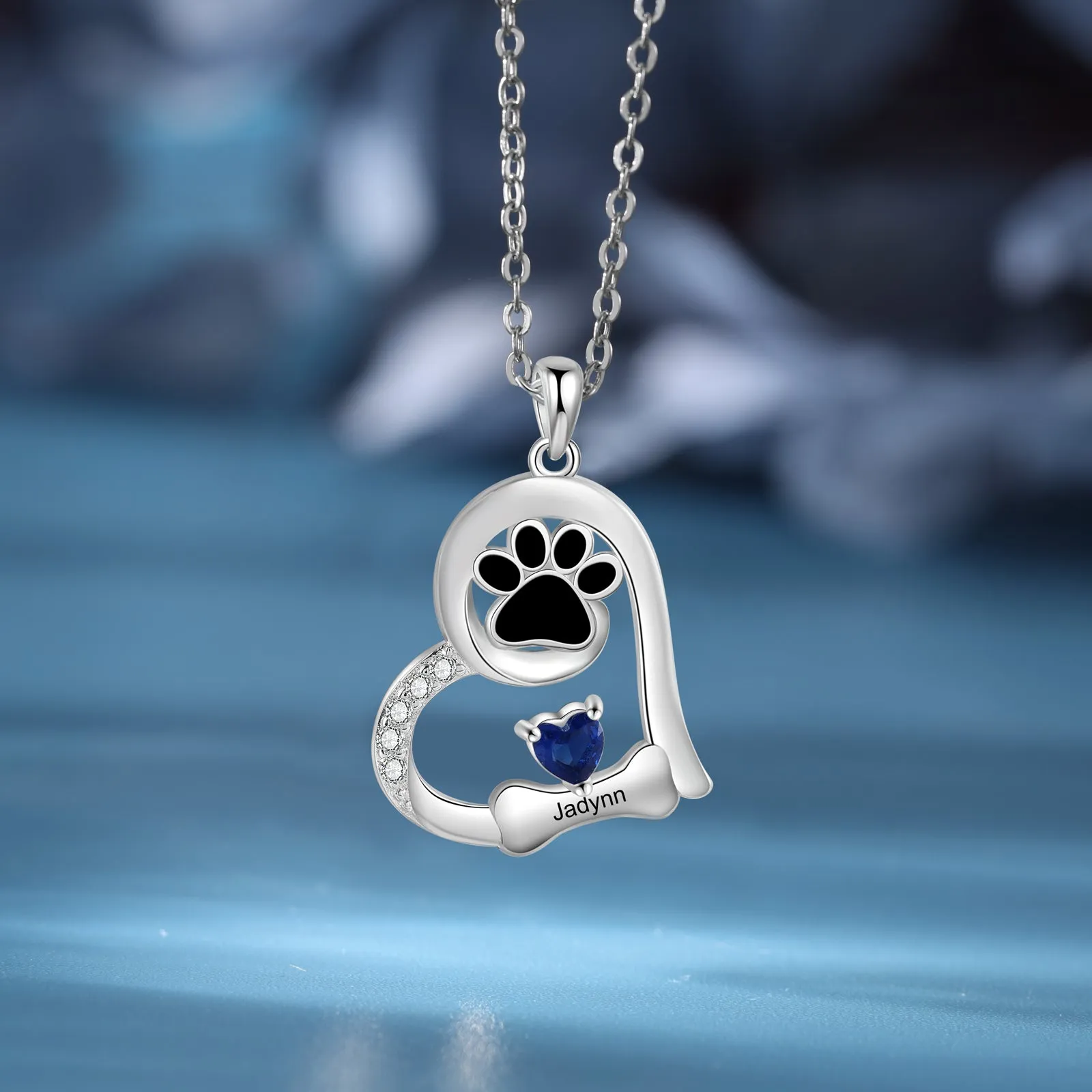 Custom Heart Necklace with Pet Paw