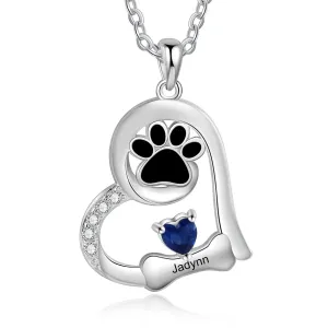 Custom Heart Necklace with Pet Paw