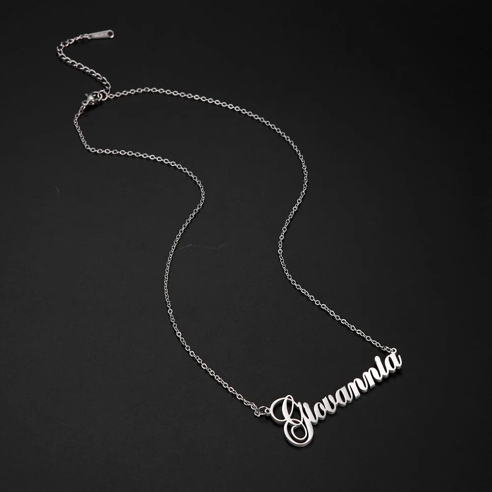 Custom Name Necklace Personalized Steel Color Stainless Steel Necklaces For Women Man Customized Jewelry