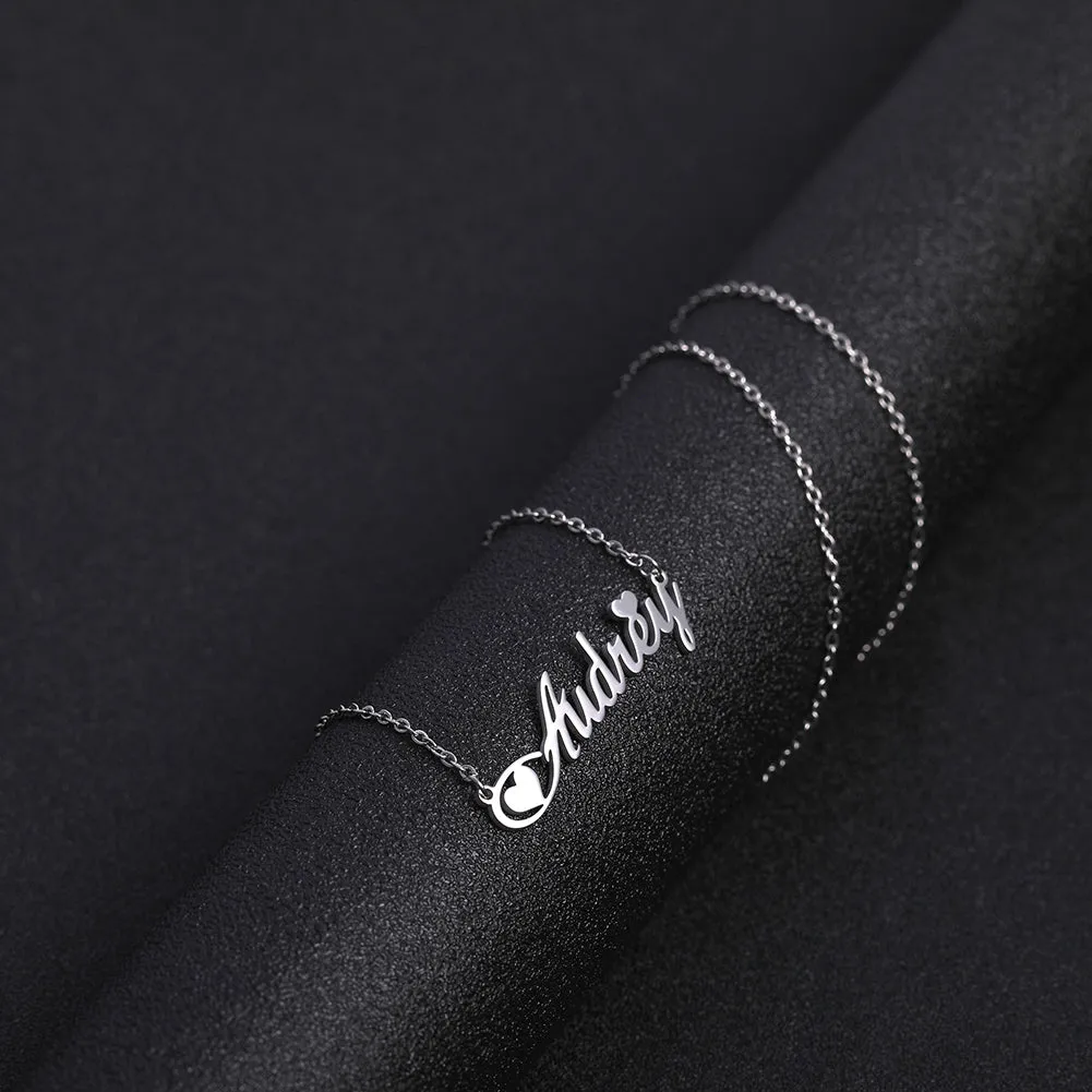 Custom Name Necklace Personalized Steel Color Stainless Steel Necklaces For Women Man Customized Jewelry