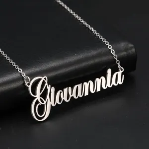 Custom Name Necklace Personalized Steel Color Stainless Steel Necklaces For Women Man Customized Jewelry