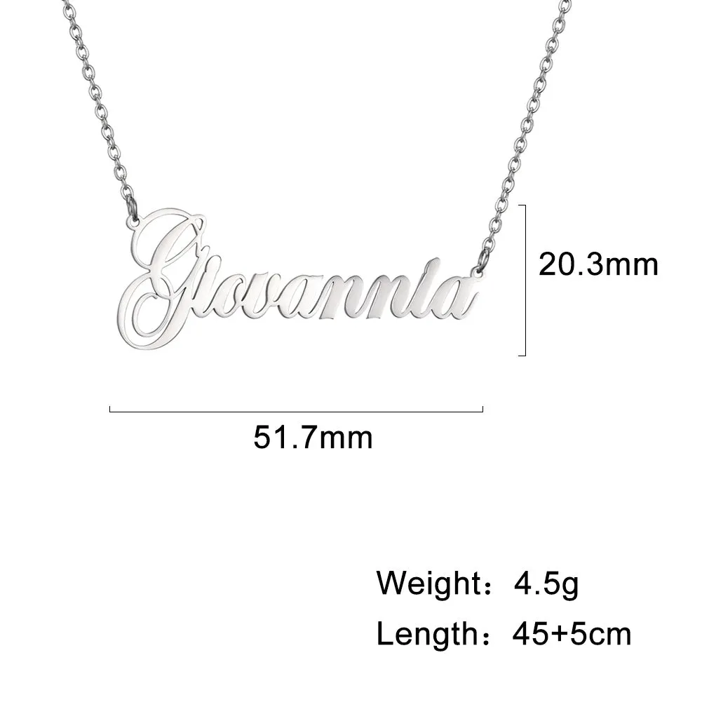 Custom Name Necklace Personalized Steel Color Stainless Steel Necklaces For Women Man Customized Jewelry