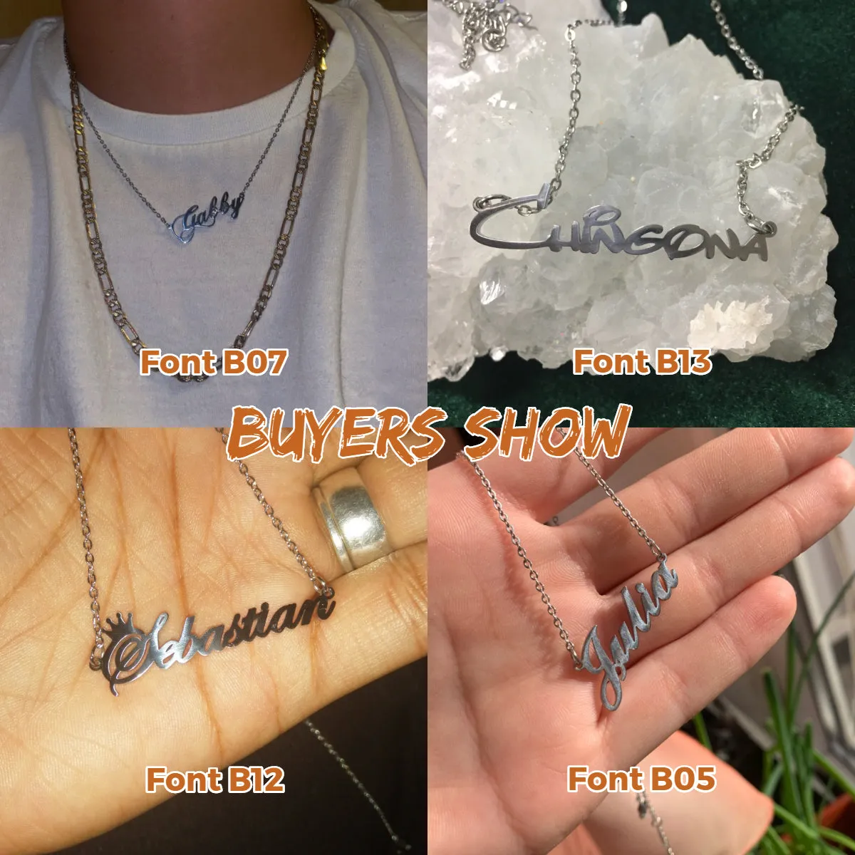 Custom Name Necklace Personalized Steel Color Stainless Steel Necklaces For Women Man Customized Jewelry