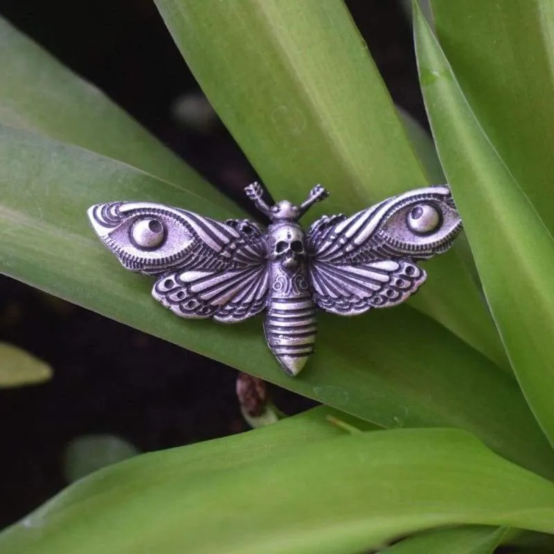 Death's-Head Hawkmoth brooch (Antique Silver Plated)