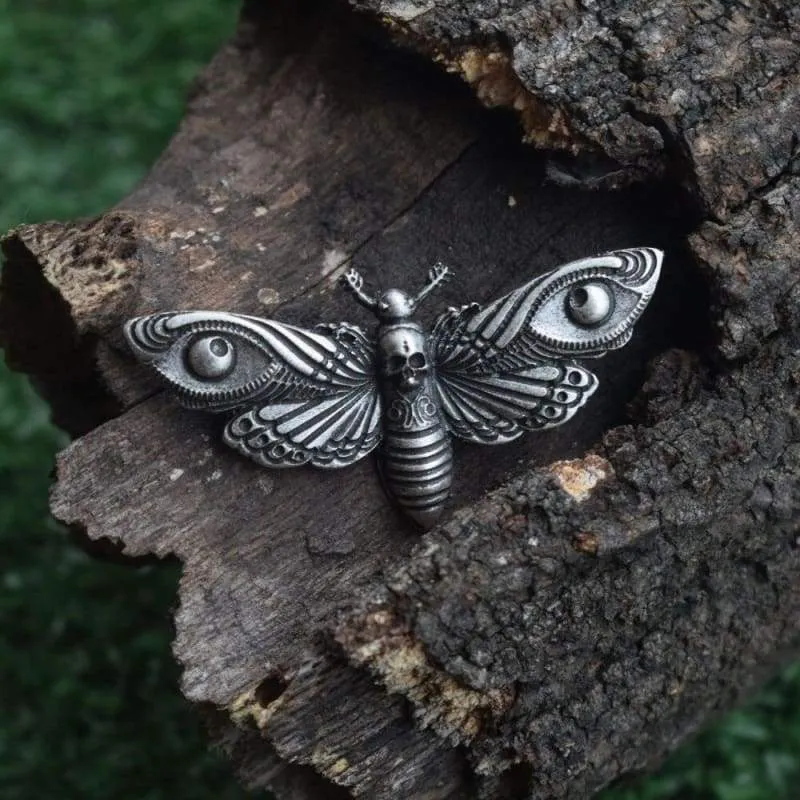 Death's-Head Hawkmoth brooch (Antique Silver Plated)