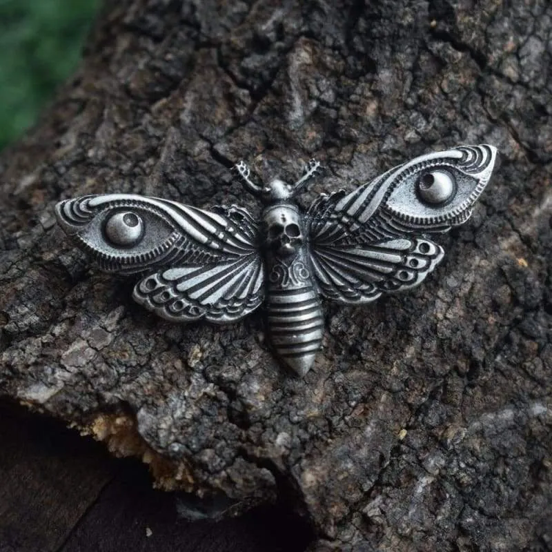 Death's-Head Hawkmoth brooch (Antique Silver Plated)