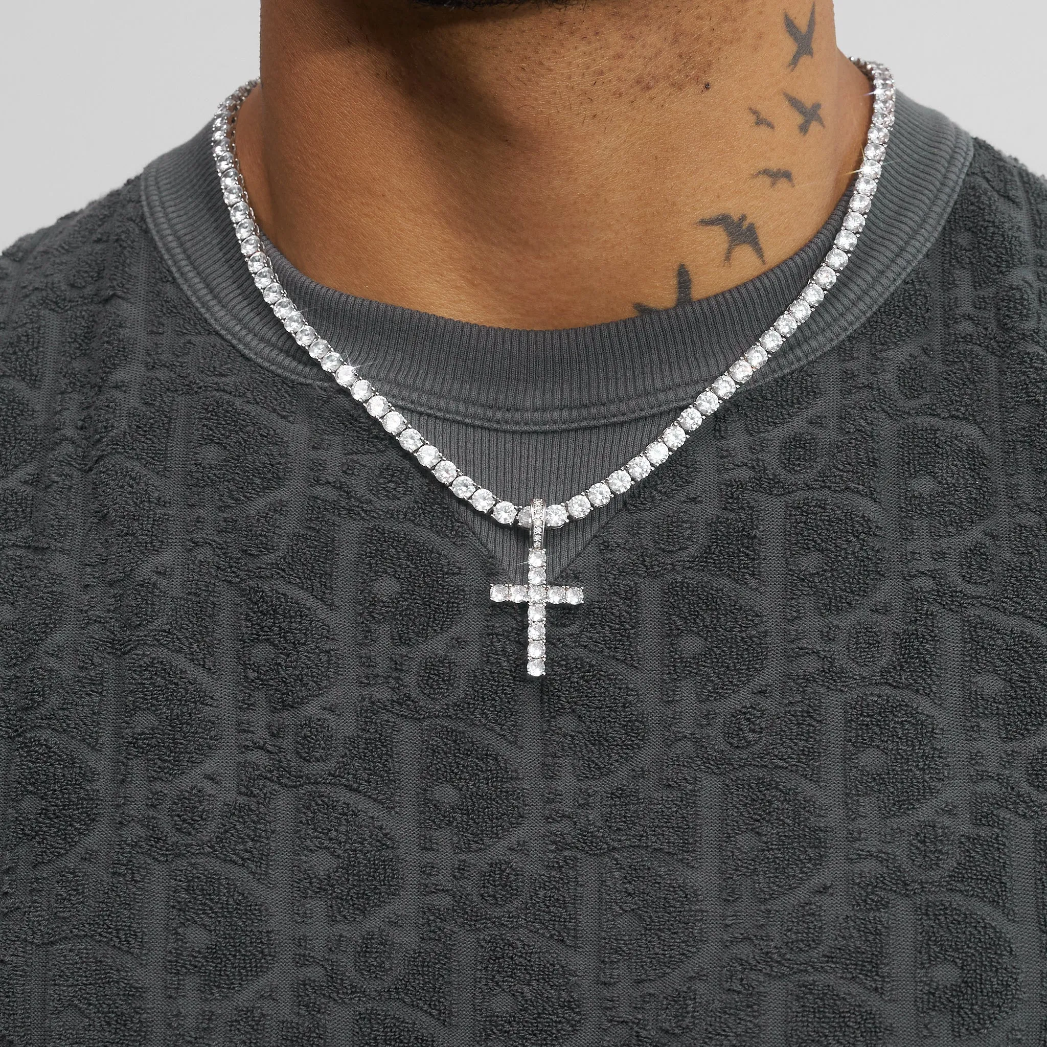 Diamond Cross Pendant - White Gold