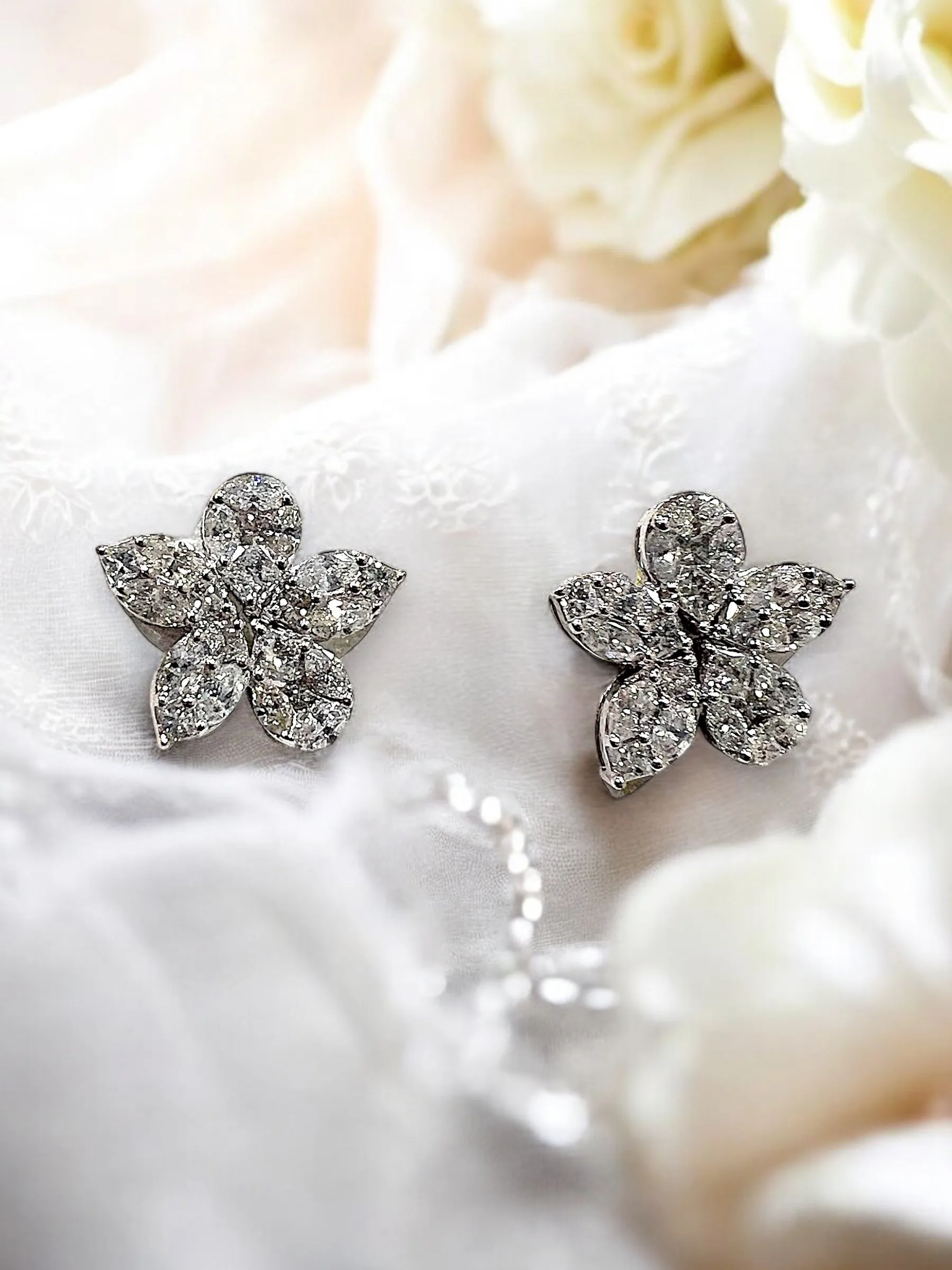 diamond flower stud