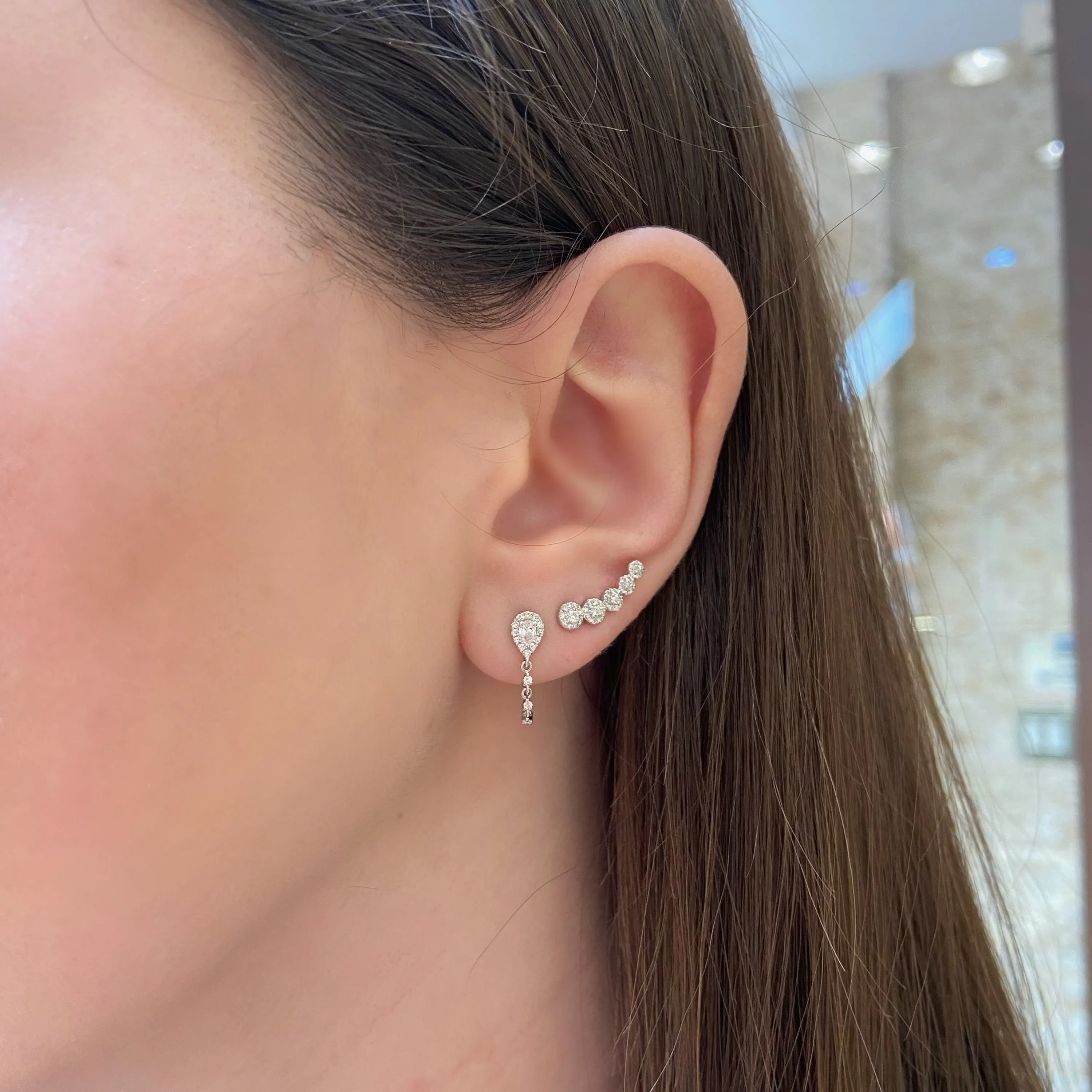 Diamond Halo Climber Earrings