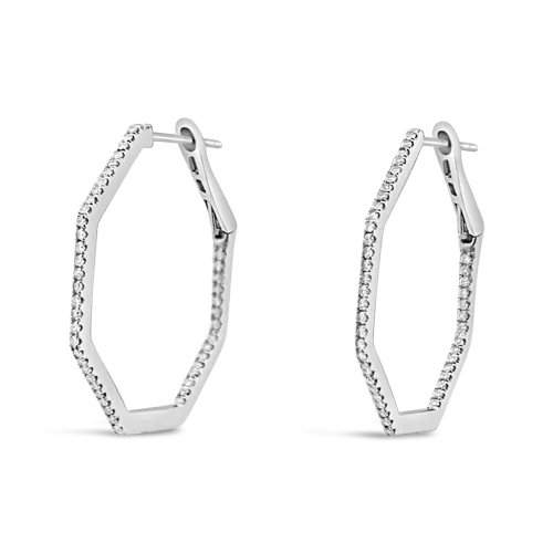 Diamond Octagon Hoop Earrings