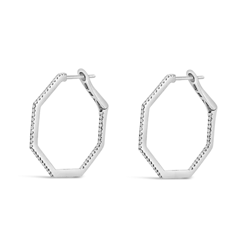 Diamond Octagon Hoop Earrings