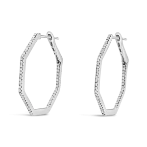 Diamond Octagon Hoop Earrings