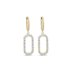 Diamond Rectangle Link Drop Earrings