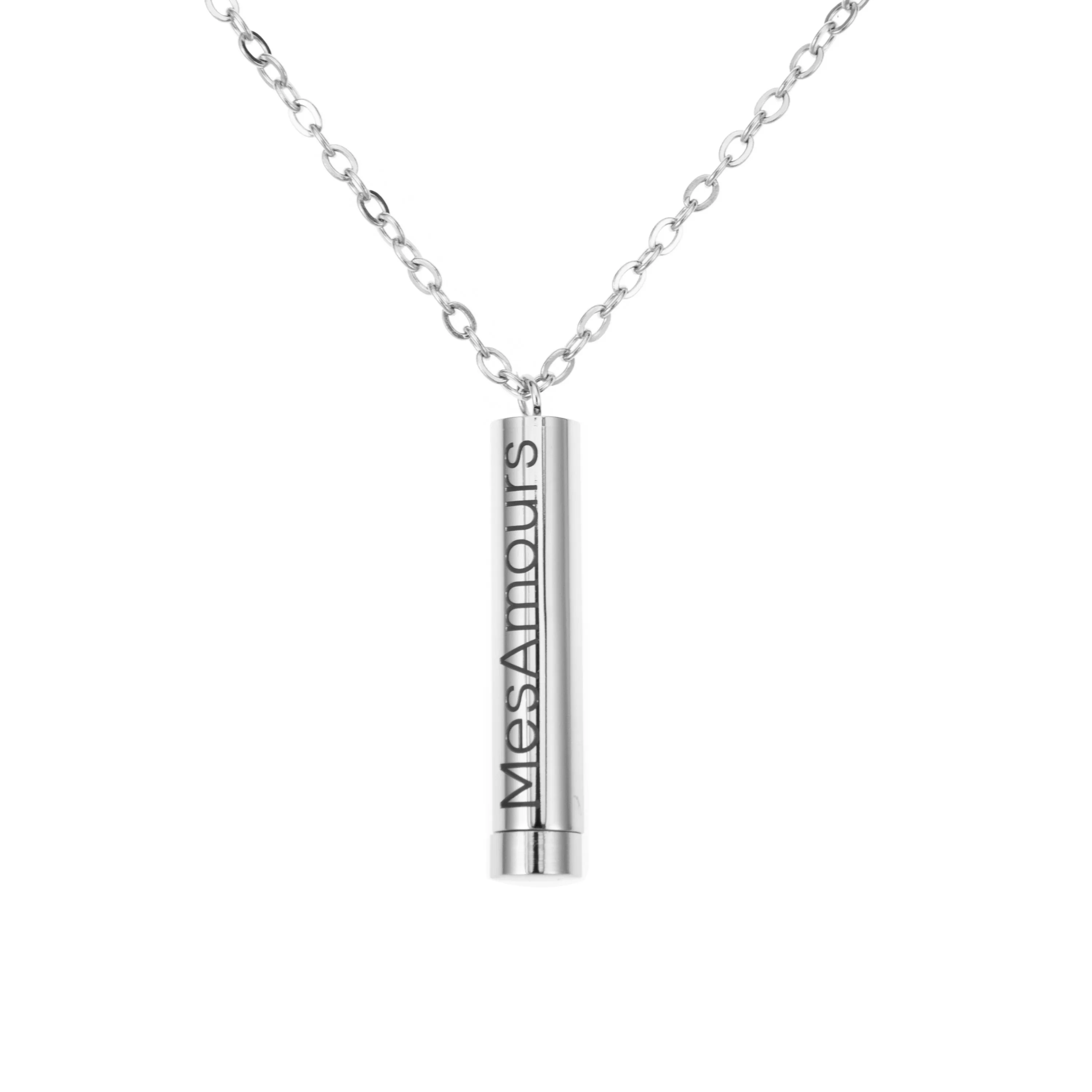 Double Tube Pendant Necklace with Hidden Message