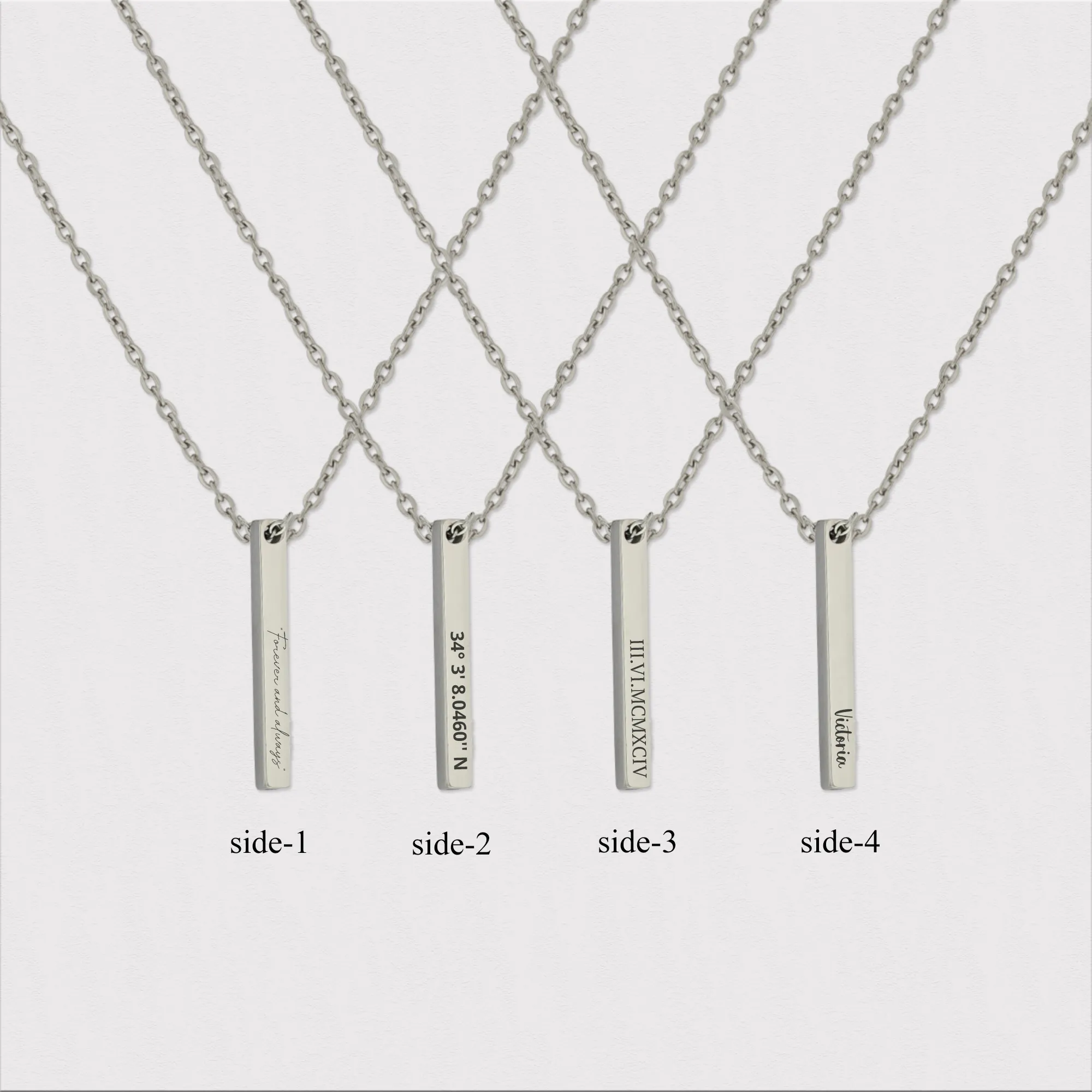 Engraved 3d Vertical Bar Necklace KCL 14